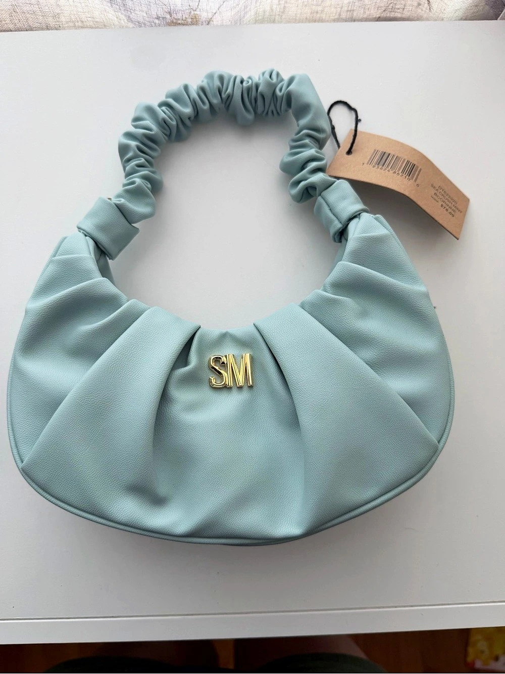 Steve Madden Gathered Shoulder Bag in light blue NWT